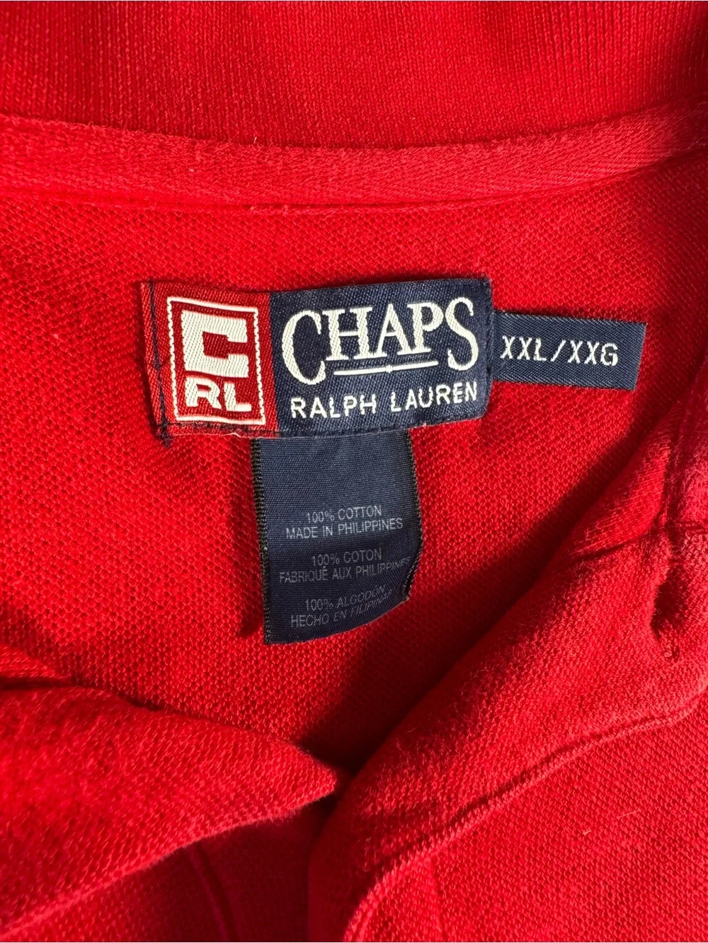 Chaps Ralph Lauren Polo Mens‎ Big and Tall 2XL XXL XXG Red Short Sleeve